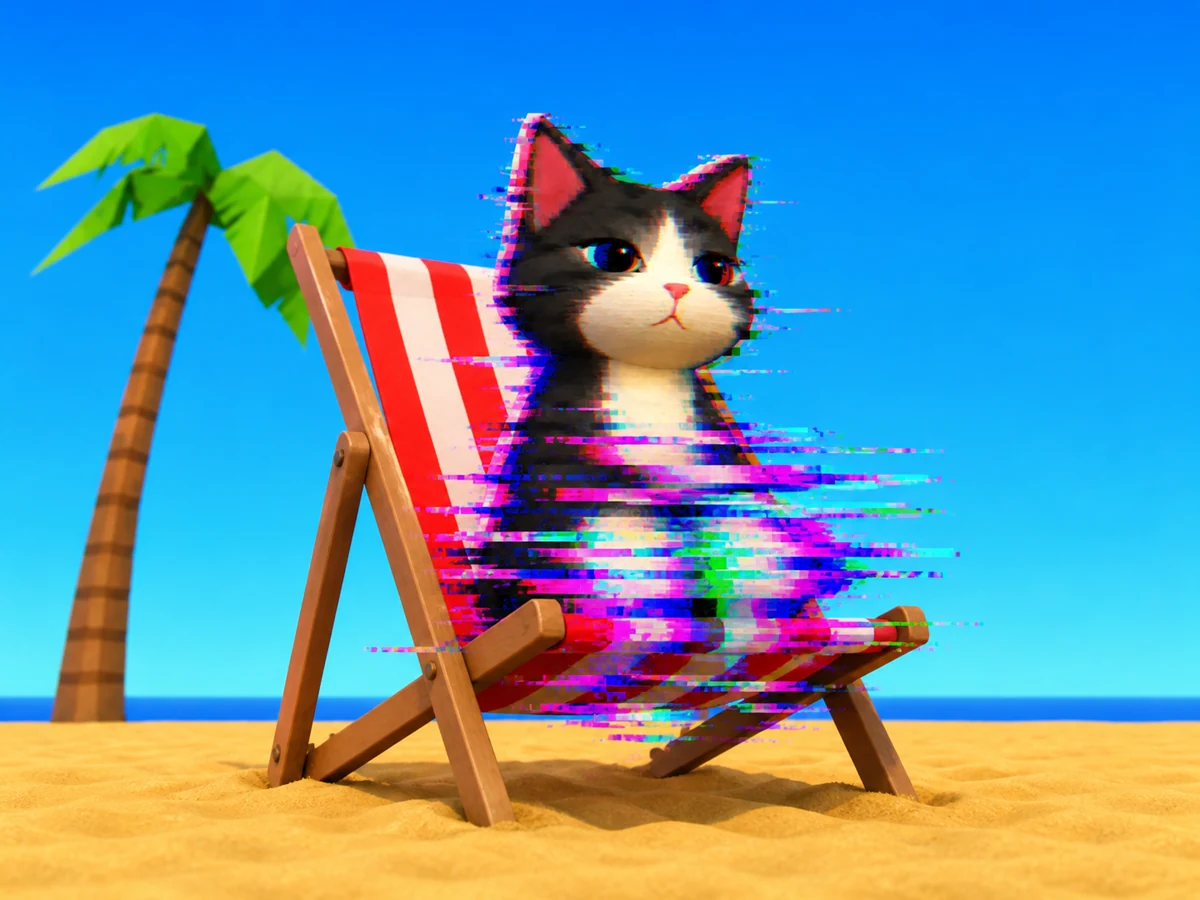 The kitten tearing apart in a striped deck chair